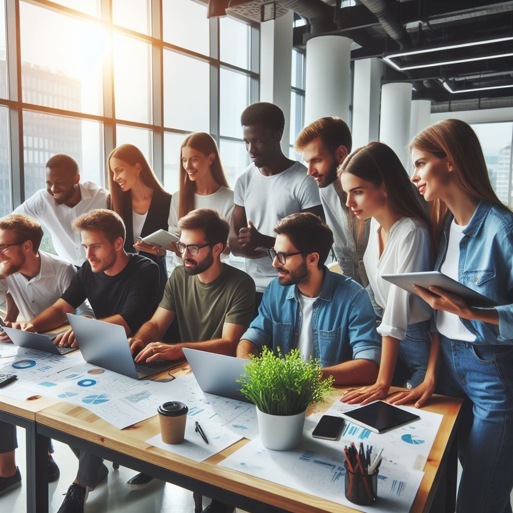 Personas realizando análisis de riesgos y oportunidades